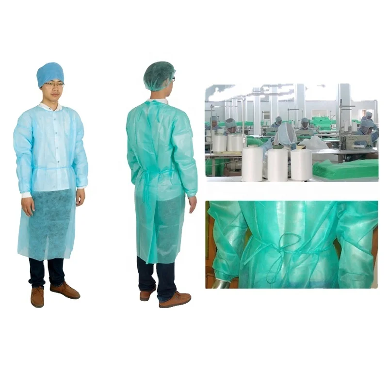non woven isolate gown Non Sterile hospital gowns pp pe isolation gown SMS  disposable isolation