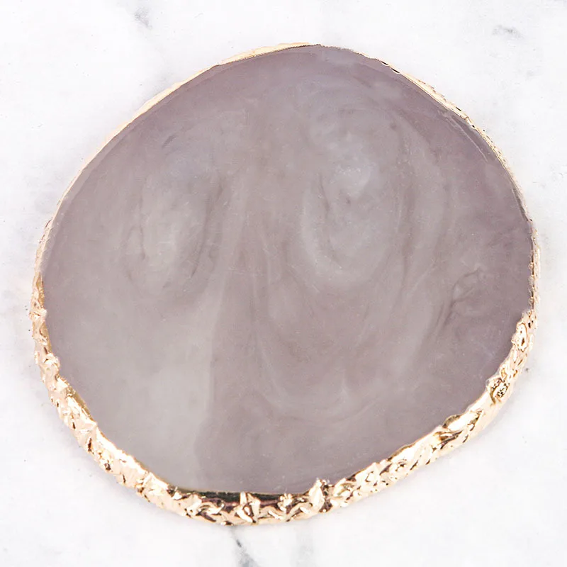 Nail Art Palette Wholesale multicolor Resin Agate Gold Edge Palette for UV Gel Polish Nail Polish acrylic powder Palette