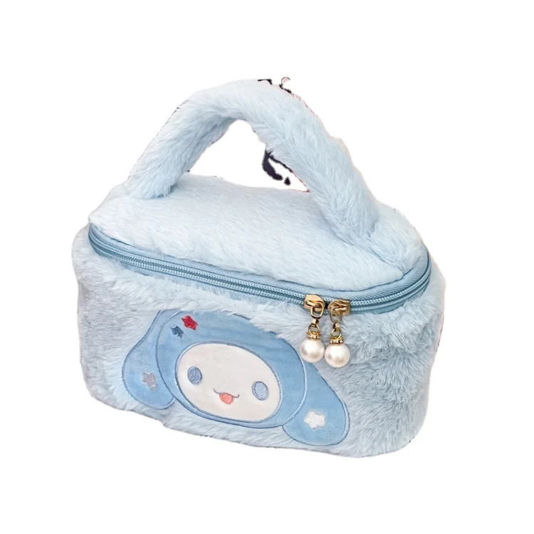 Hot selling Sanrioed fashion Makeup Bag Soft plush Beauty Train Case Large Capacity Makeup Organizer Cosmetic rolley Case