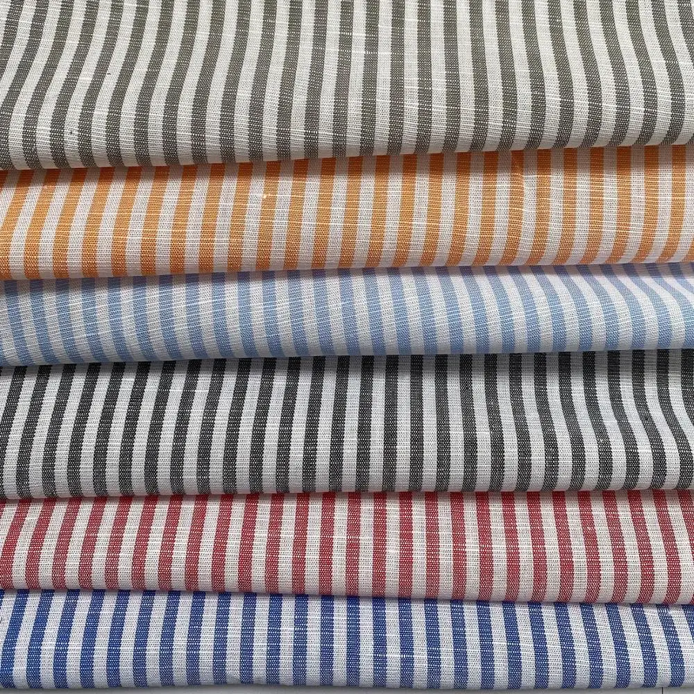 POPULAR LINEN COTTON STRIPED FABRIC  FOR CURTAIN,GARMENT,UPHOLSTERY