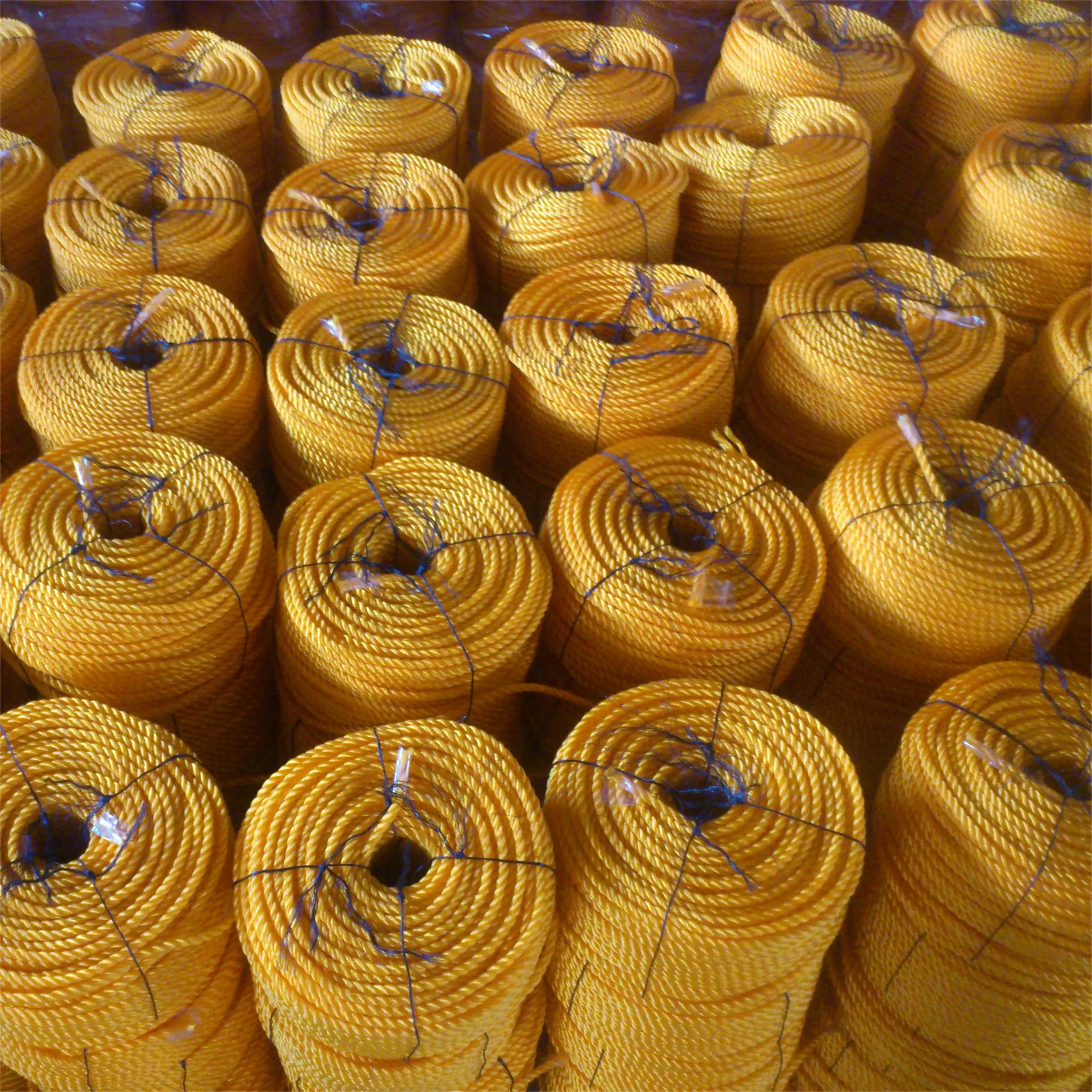 Fishing Rope 100 M /Roll  Plastic Packaging Rope PP/PE Twisted Cord 3/4 Strands Yellow/Black
