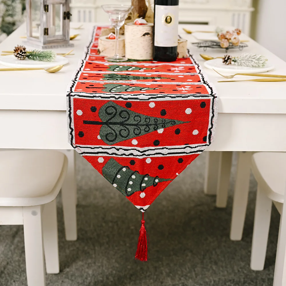 Christmas Creative Embroidery Table Flag Linen Decorative Kitchen Table Small Tablecloth Cross-border For Holiday