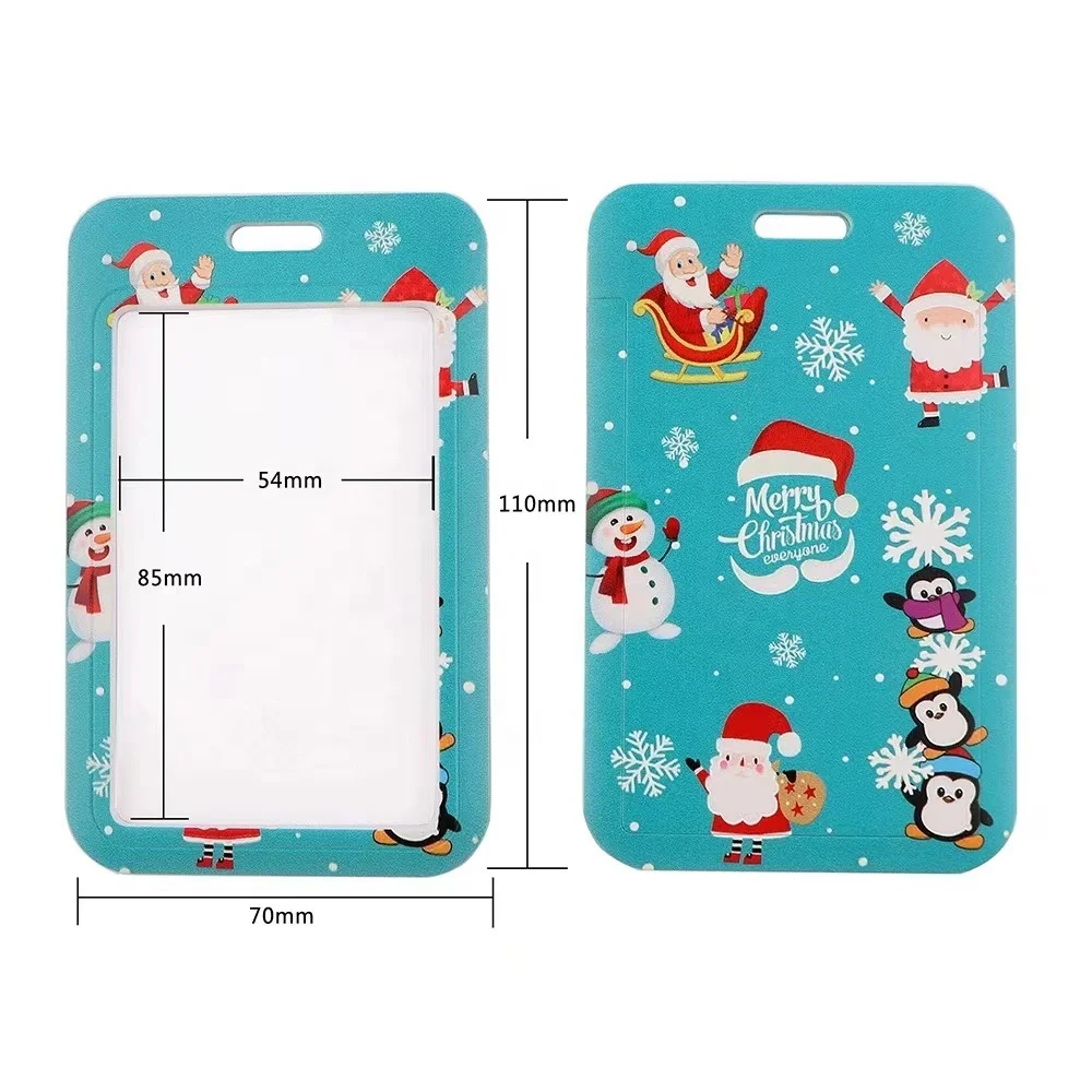 Wholesale Christmas Santa Snowflake ID Name Badge Holder Plastic Office Student Nurse Work Christmas Gift Snowman Id Card Holder