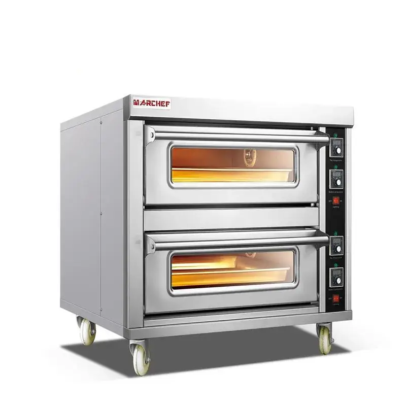 commercial pizza baking equipment double deck electric oven
