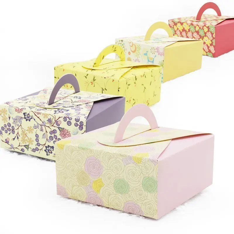 Promotional Fashion Lovely Small Size Cake Box with Handle Can Add Your logo