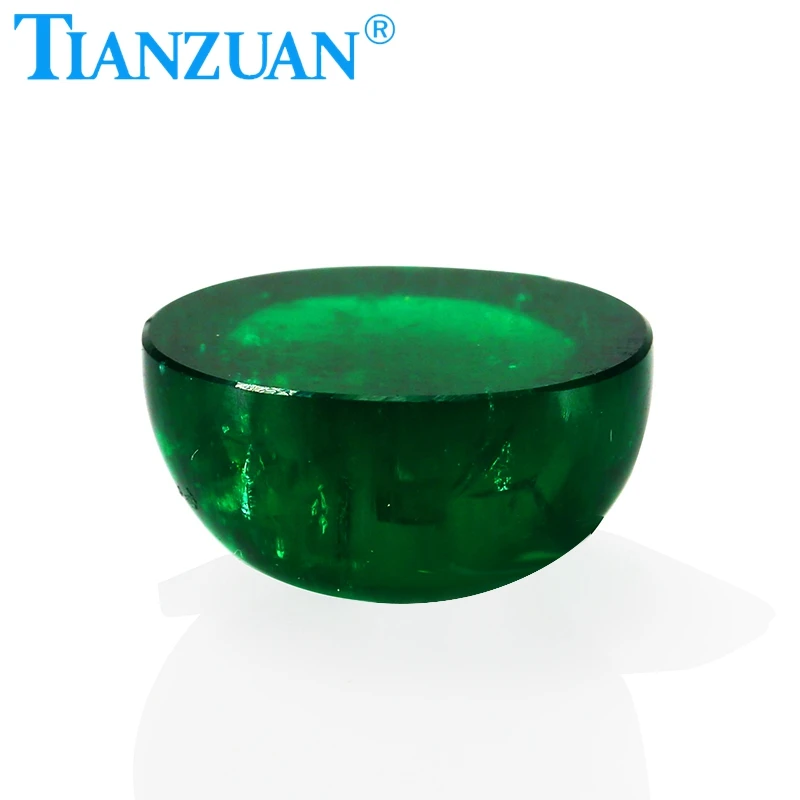 Oval shape flat back cabochon Hydrothermal emerald green color including minor cracks inclusions loose gem stone