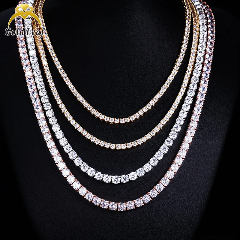 Goldleaf Jewelry Hot Sell 3mm-5mm D Color VVS Moissanite Tennis Chain Necklace Bracelet 925 Sterling Silver Moissanite Chain