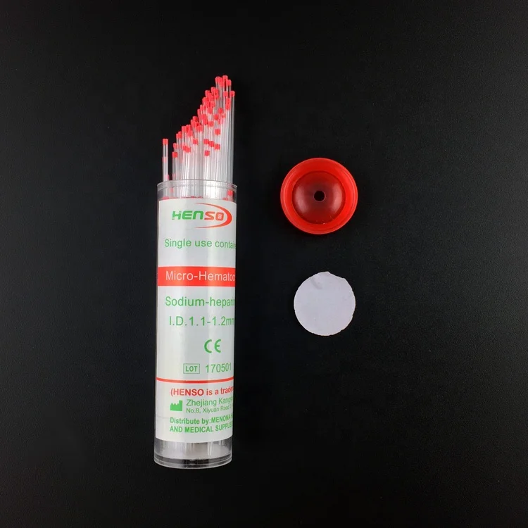 HENSO Red Top Glass Micro Hematocrit Capillary Tubes With Sodium-heparinized