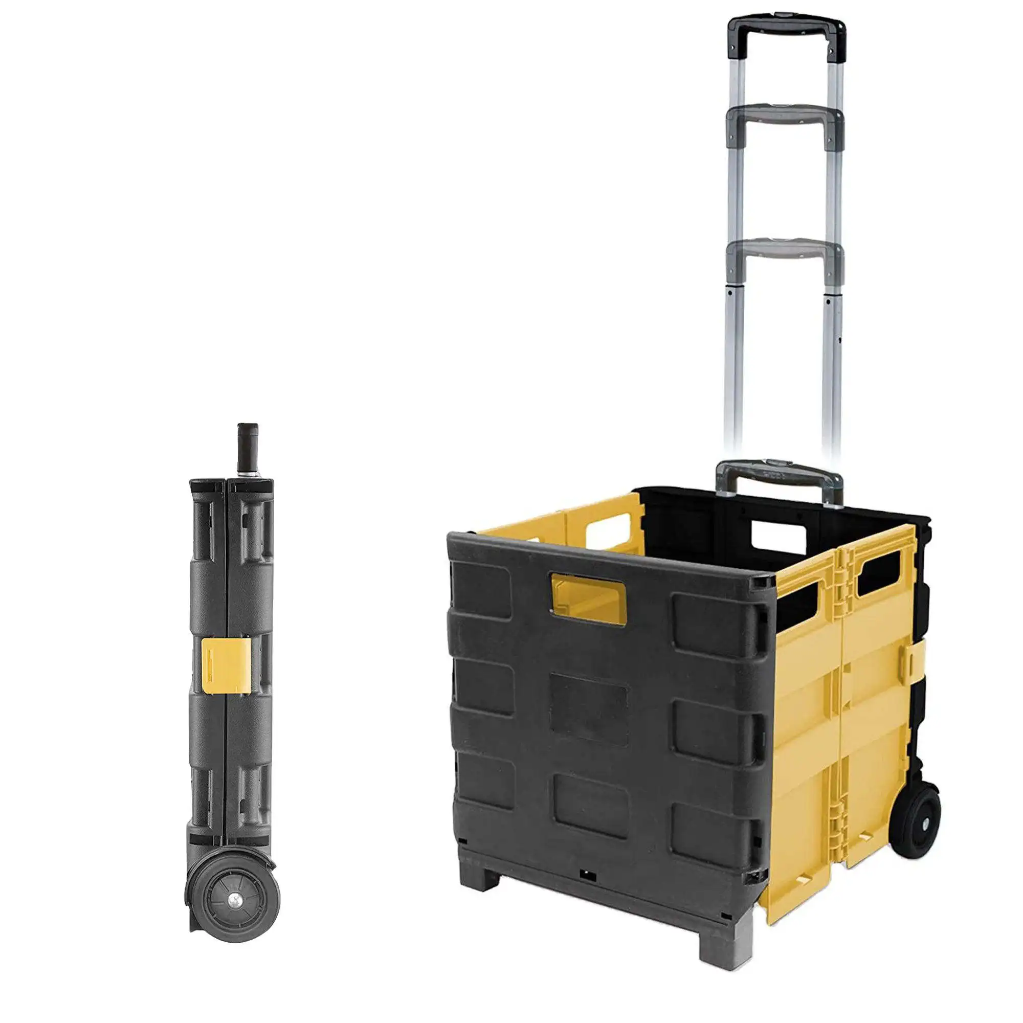 New Arrival Reliable Quality Folding Plastic Trolley Box Shopping Two Wheels Trolley