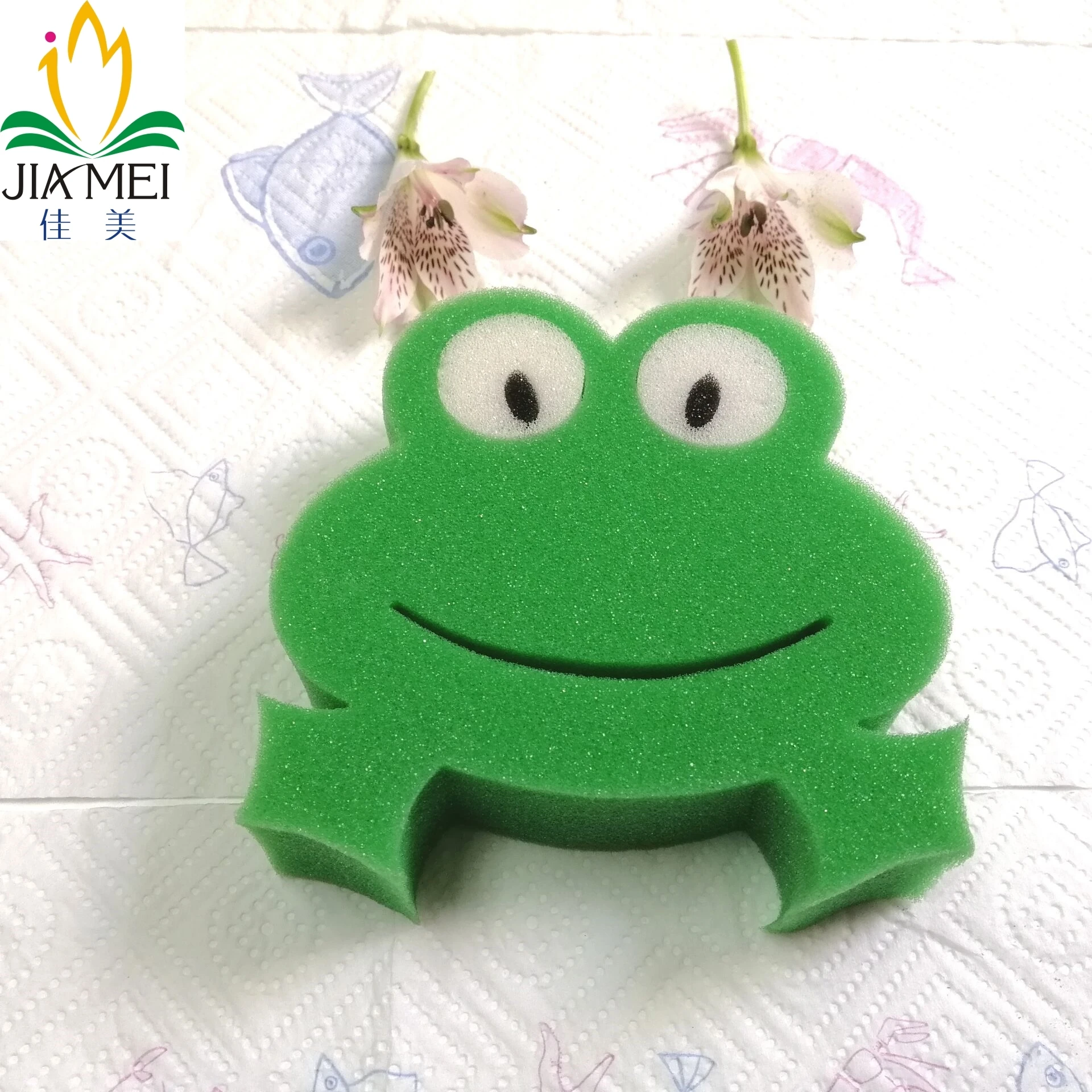 Новый дизайн милые отшелушивающие детские игрушки в форме лягушки губка Konjac для лица и