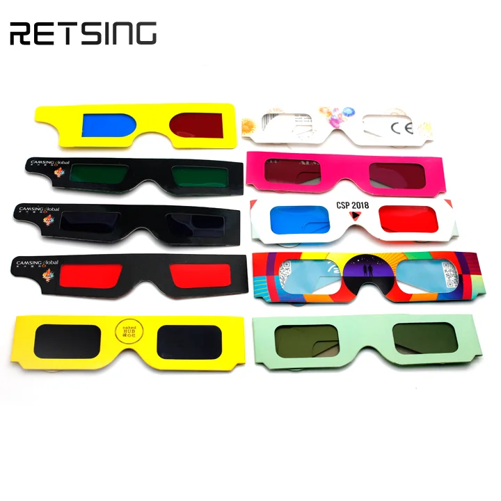 Red Blue Lens Cardboard 3D Digital Glasses for Videos, Movies
