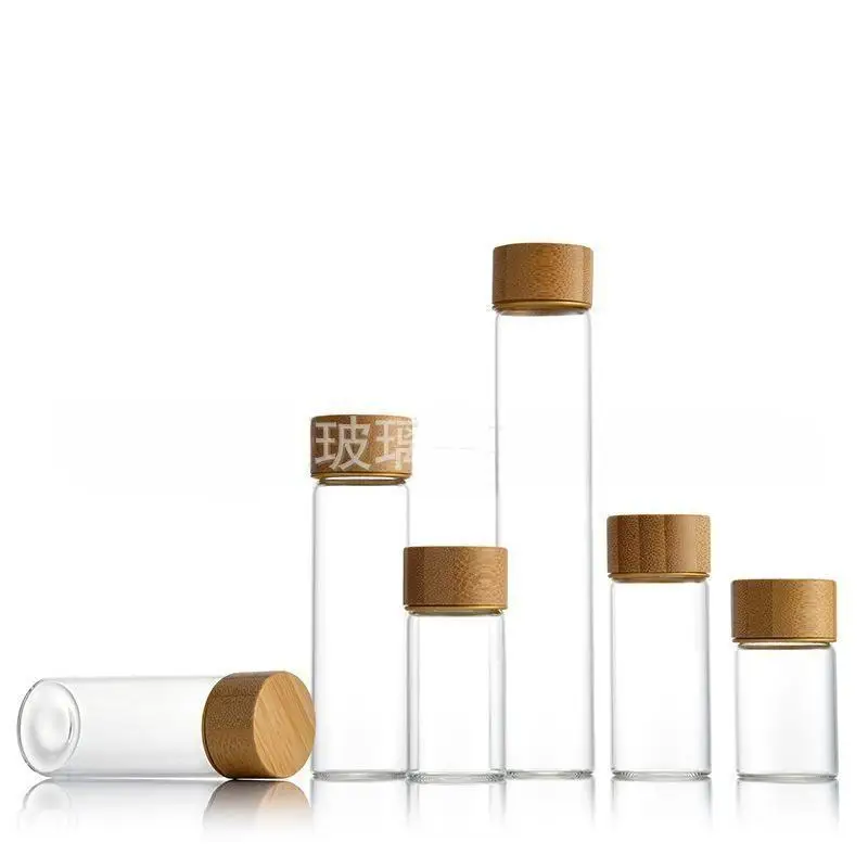 Diameter 30 glass test tube screw mouth with cap bamboo glass bottle sealed coffee beans tea leaves medicine powder bottles