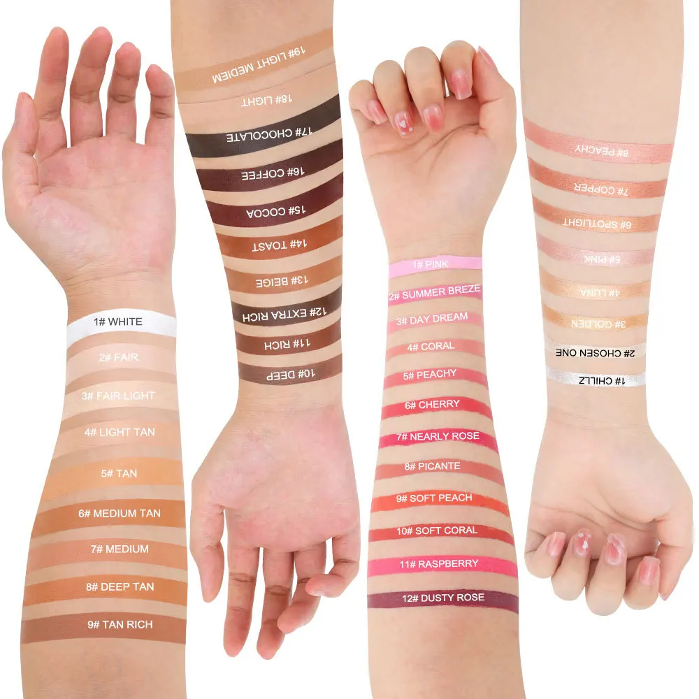 Two End Double Size 2 in 1 Organic Natural Matte and Shimmer DIY Colors Blush Stick Contour and Highlighter Pen Face Makeup