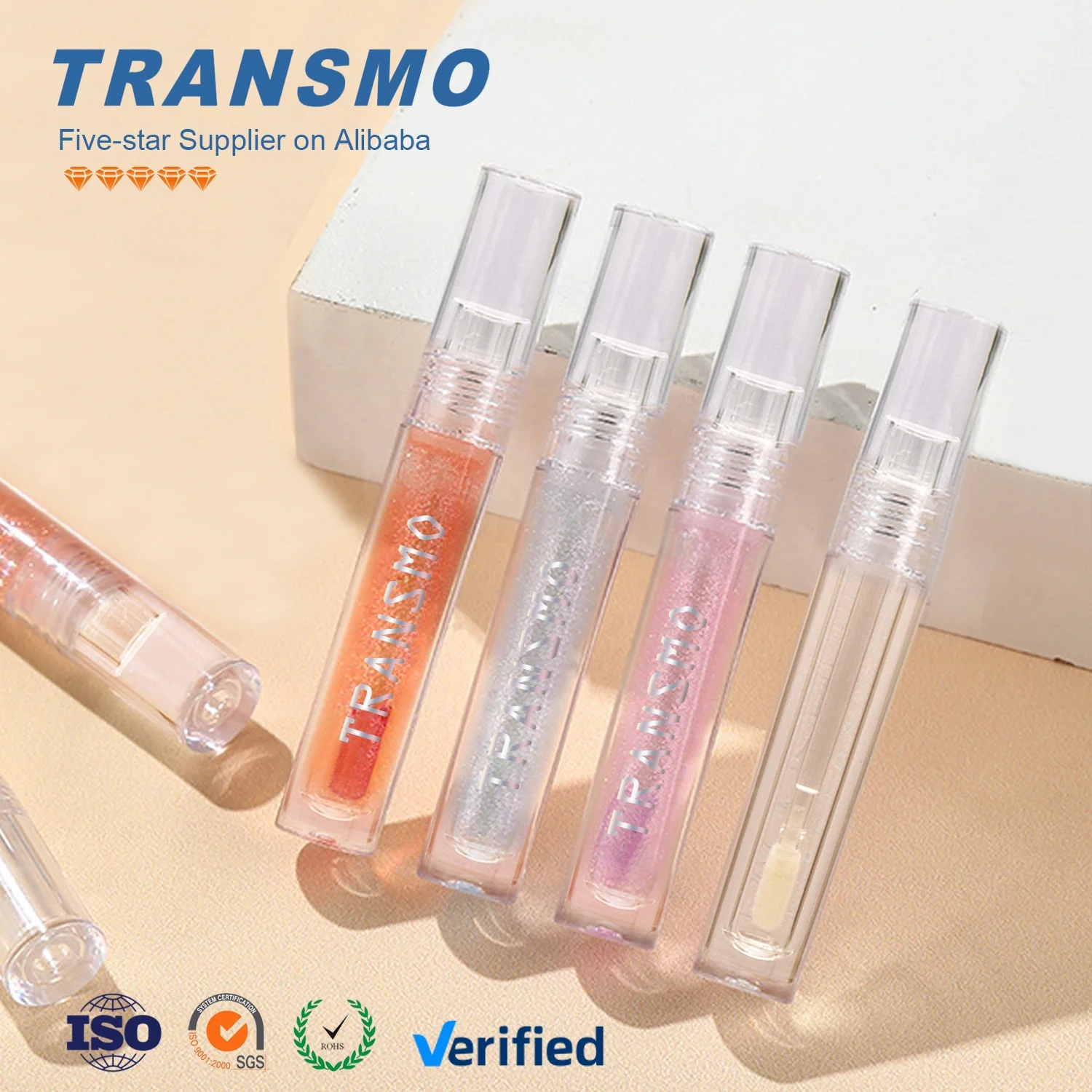 Recycled plastic 5ml lip gloss packaging custom logo liquid lipstick tube 5ml round crystal empty lipgloss tubes