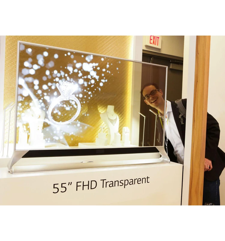 Transparent panel OLED 55 inch display with USB HD MI Input for Advertising