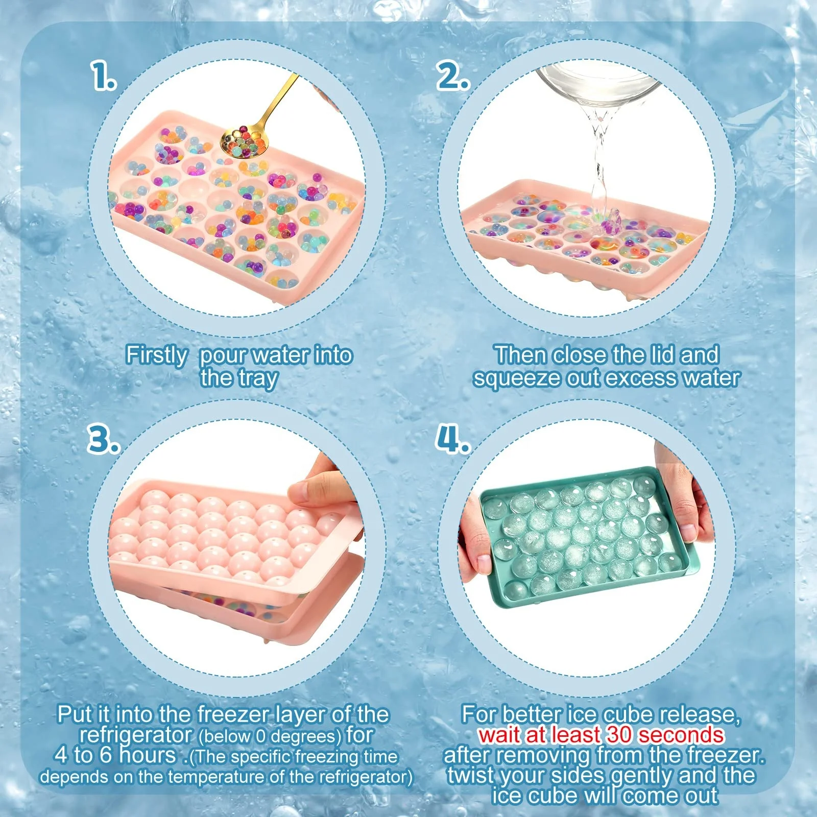 Custom 33 Cavity Mini Hockey Puck Mold with Lid Ice Ball Tray Wholesale Bpa Free