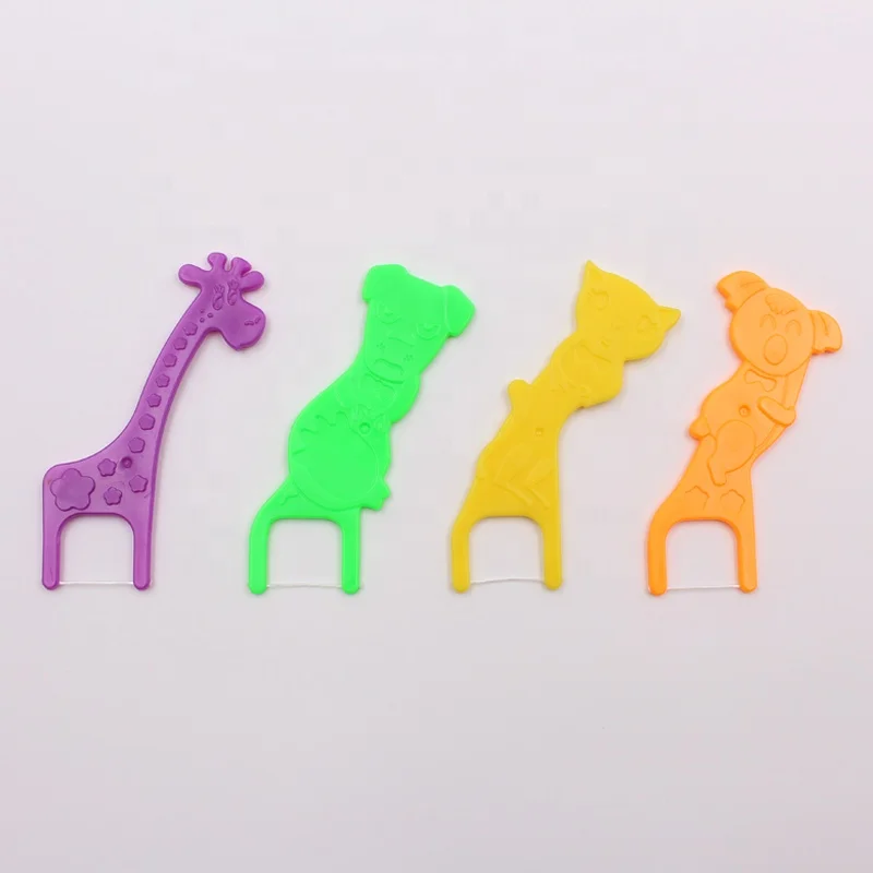 
Land Animal Dog/bear/giraffe/cola Shape Colored Kids Dental Floss Picks/Flossers with Flavor 