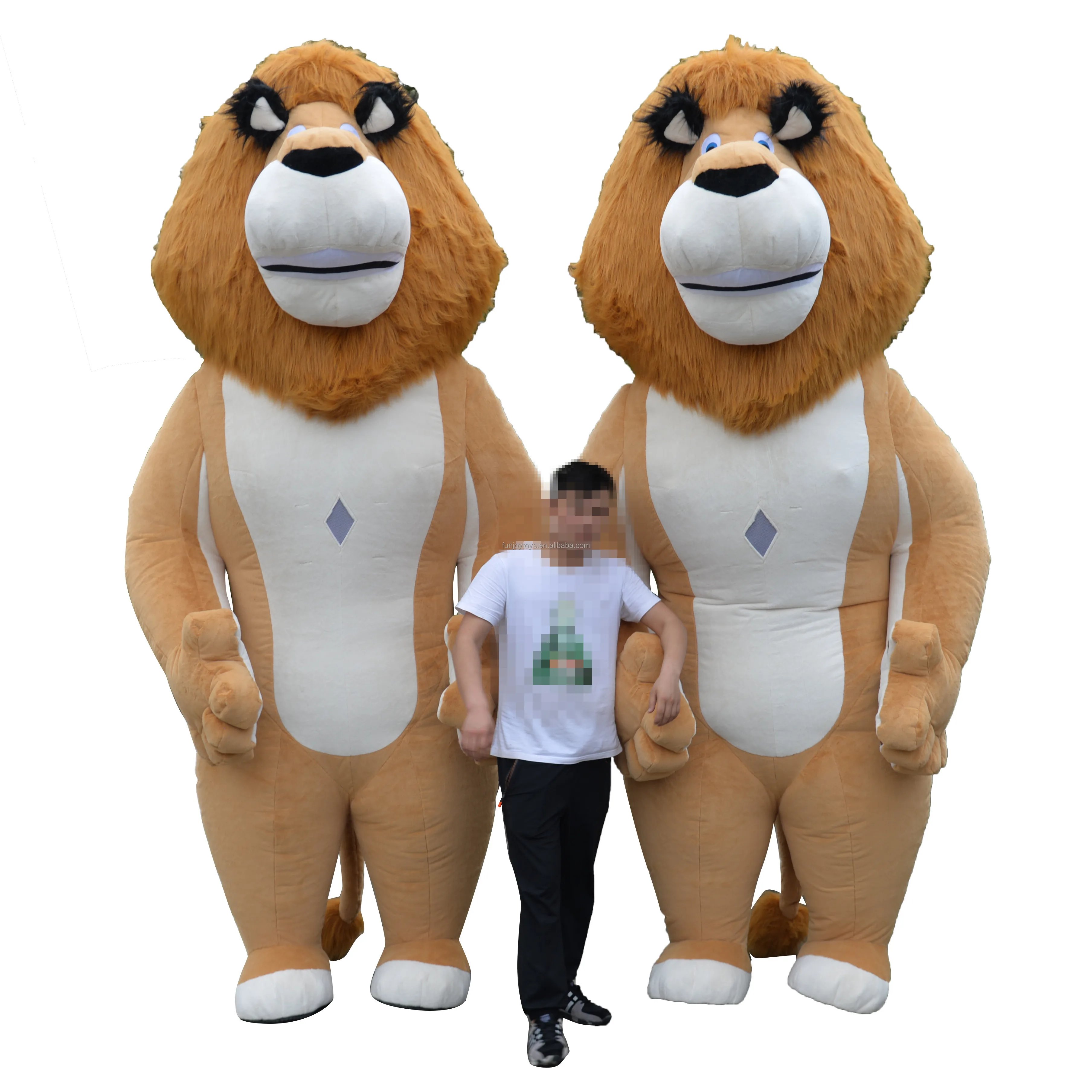 Adult Halloween Plush Furry Mascot Animal Carnival Dress Suit Fur Inflatable Lion Costume for sale
