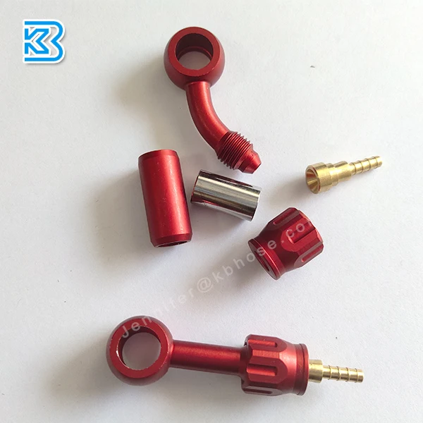 Motorcycle an3 3an -3an crimped aluminum banjo 10mm brake hose fittings for 1/8 3.2mm PTFE stainless brake hose lines