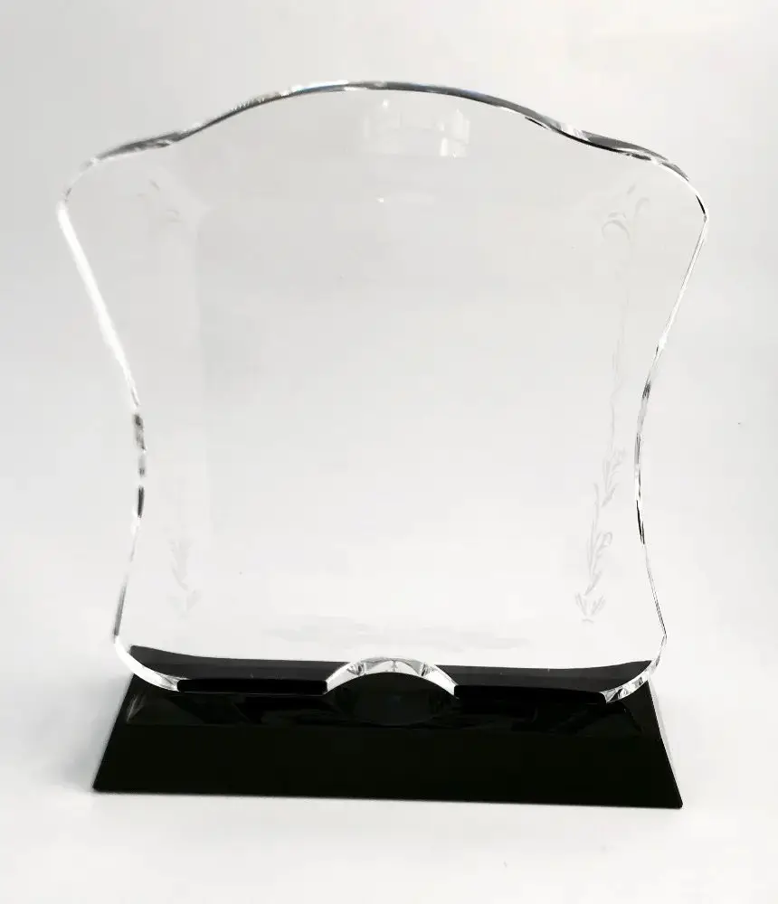 Factory price irregular shape glass trophy plaque blank crystal  award trophy for custom 3d laser engraving