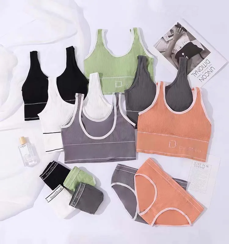 Best Seller Comfortable Sans Armature Brief Sets with Plaid Backless Wide Strap for Sport Fashion Femme