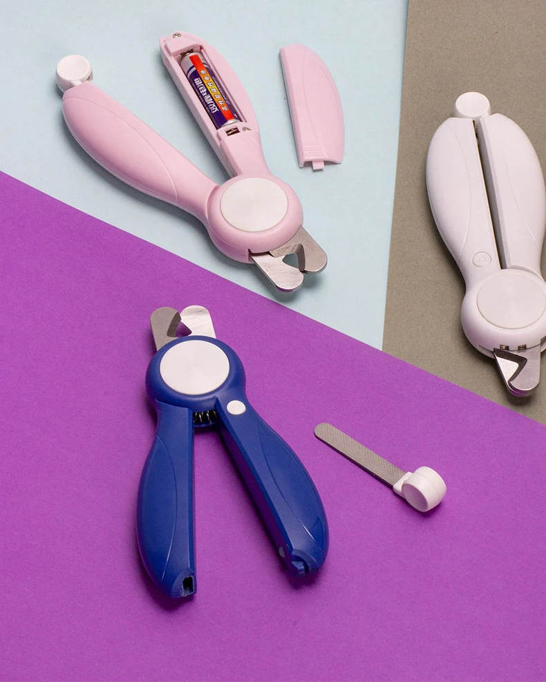 LED lights stainless steel pet nail clippers grinder With file
