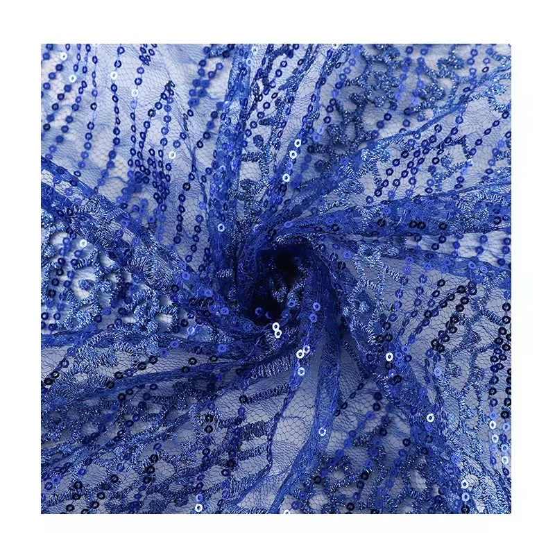 3D Sequin Beaded Lace Fabric Mesh Embroidery Sequined Lace Fabric for DIY Evening Dress Wedding Dress