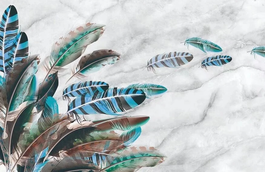 hotel restaurant home background new artistic peacock feather design custom fabric high-end wallpaper