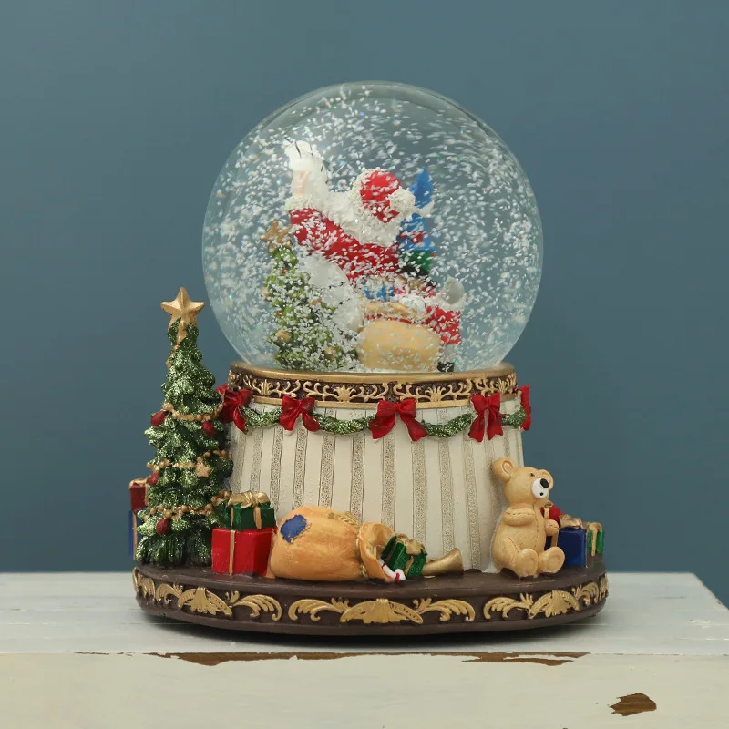 Custom Christmas crystal ball large light music automatic snow Santa Claus glass decoration foreign trade Christmas SNOW GLOBES