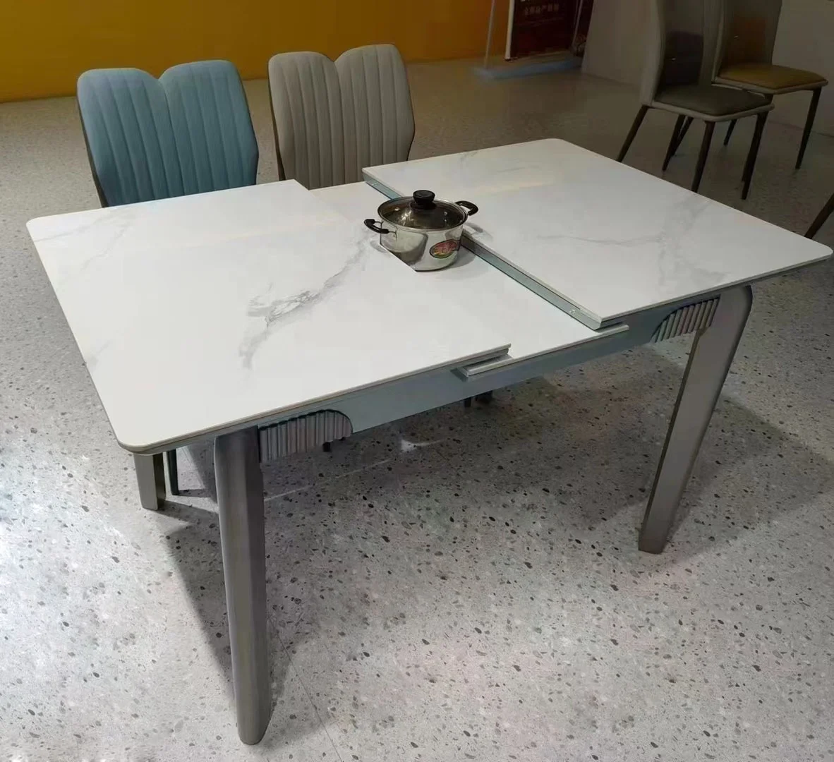 High quality modern furniture living room luxury marble dining table extendable marble dining table
