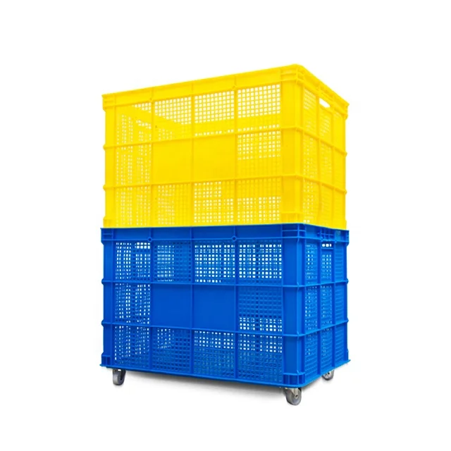 Stackable plastic crates for fruits and vegetables