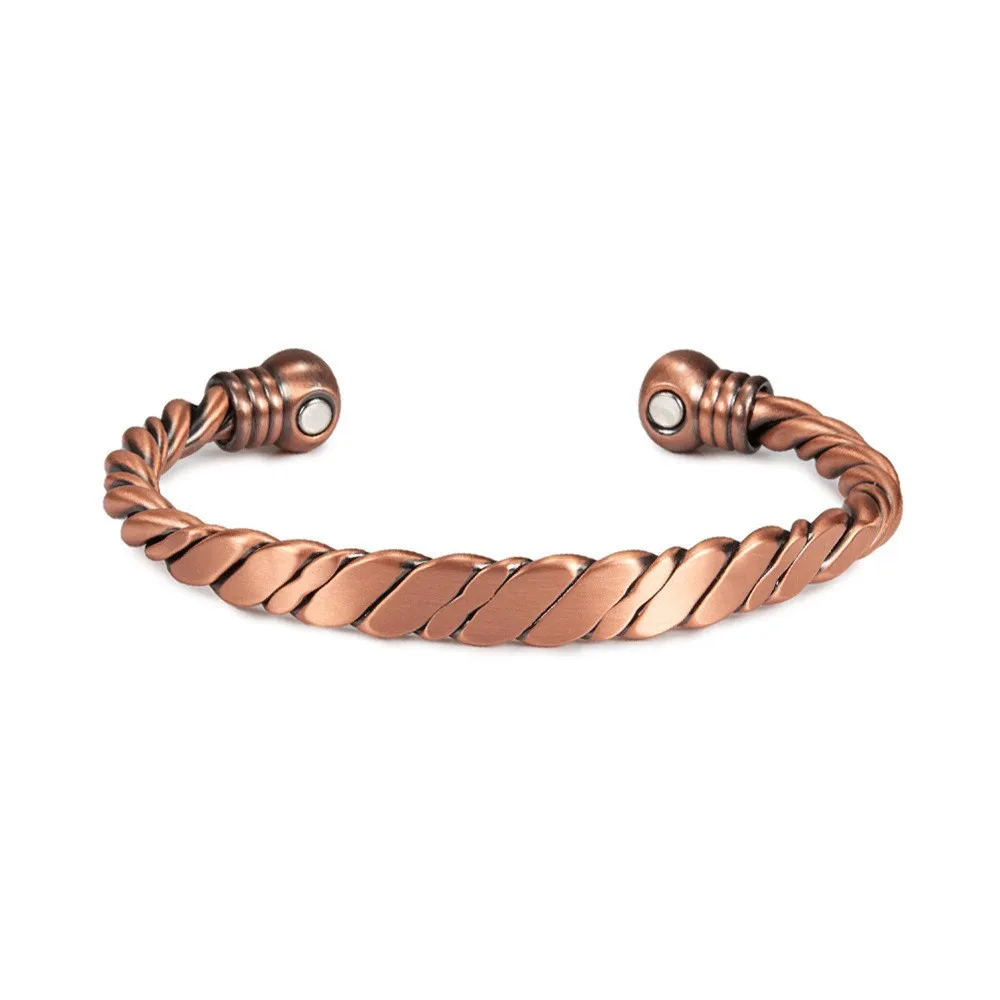 Wholesale Handcrafted Braid 99.99% Pure Copper Magnetic Bangles Adjustable Minimalist Copper Wire Bracelets Pour Femme Women