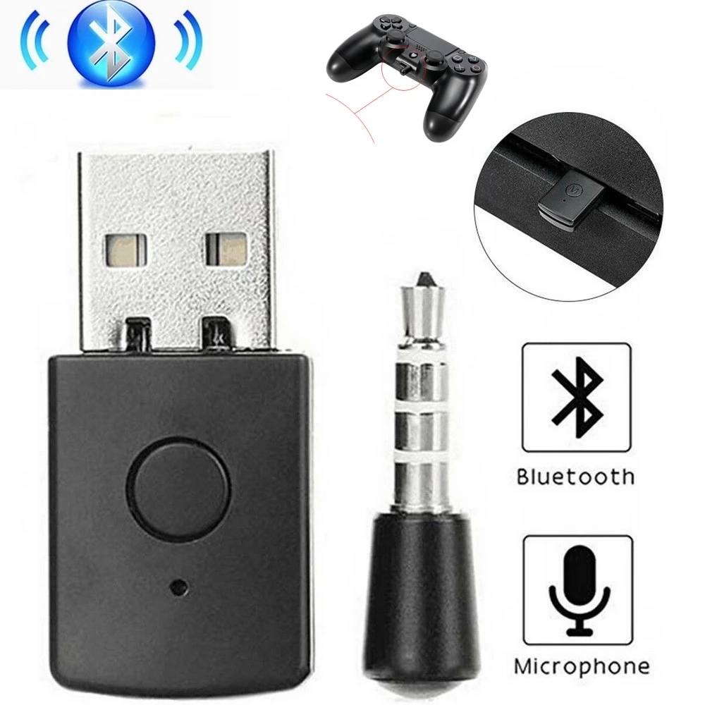 3.5mm Bluetooth V5.0 + EDR USB Bluetooth Dongle Latest Version USB Wireless Bluetooth Adapter for PS4 Headphone Microphone