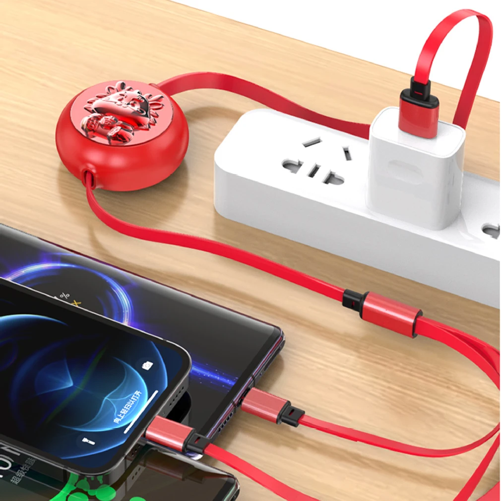 New Year Gift Custom Shape Cartoon Animal Dragon Shape USB charge cable 3 in 1 Fast charge phone Data cable