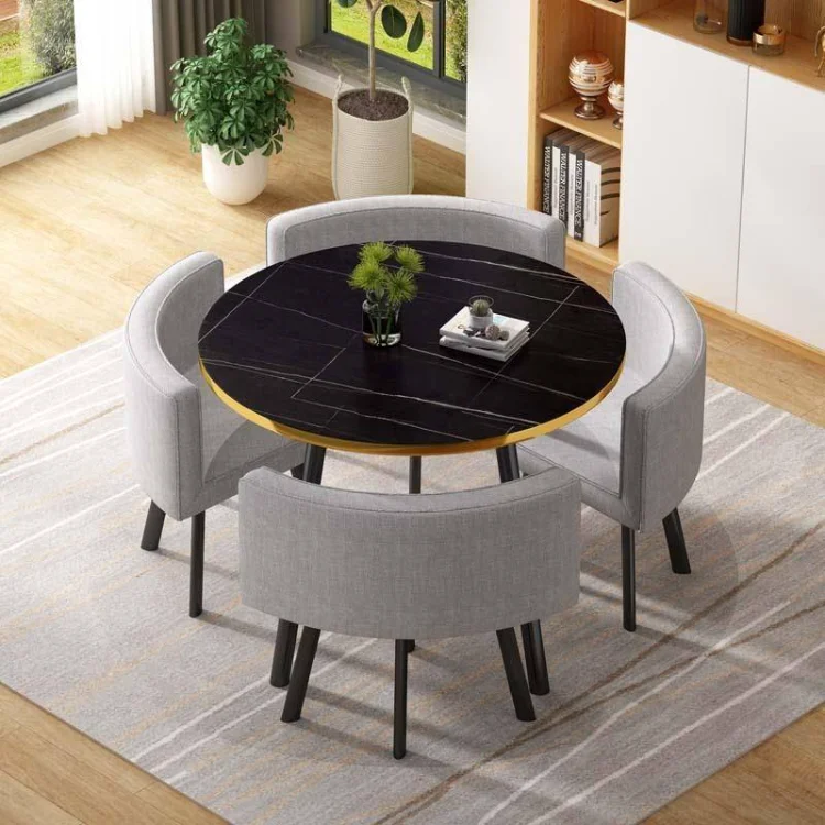 CZTZ-04 Simple Creative Coffee Shop Milk Tea Shop Small Round Table Four Chair Combination