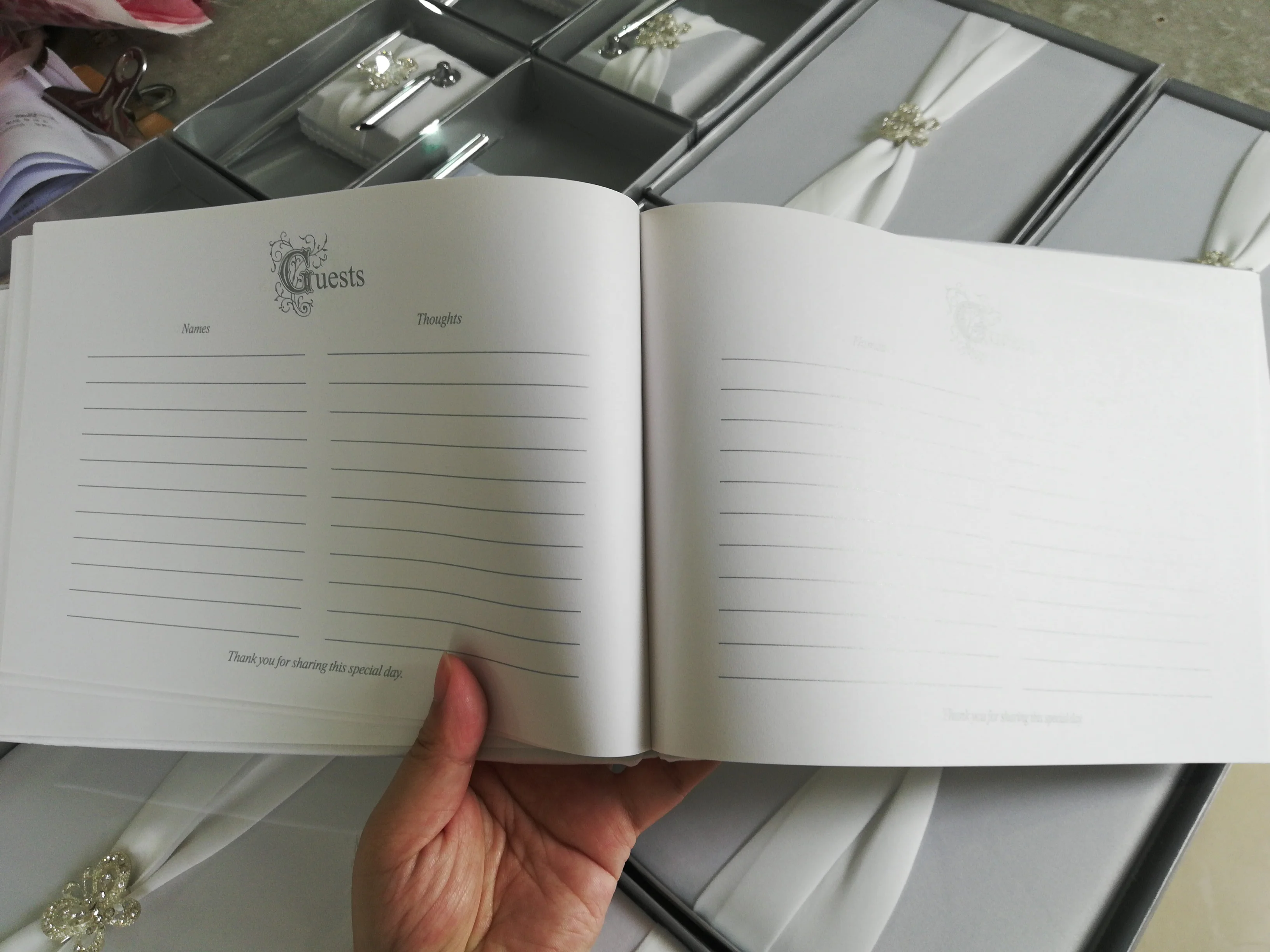 Western Plain Wedding guest book and pen set,ivory or white guest signature book and pen holder,wedding accessories