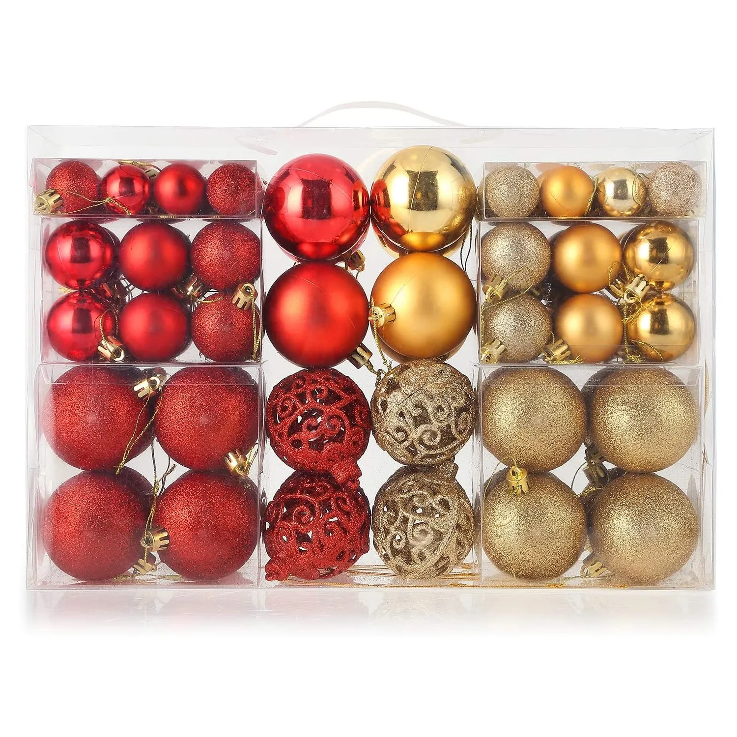 100pcs/Pack Assorted Shatterproof Christmas Ball Ornaments Set, Christmas Tree Decorations Large Hanging Ball with Reusable Hand