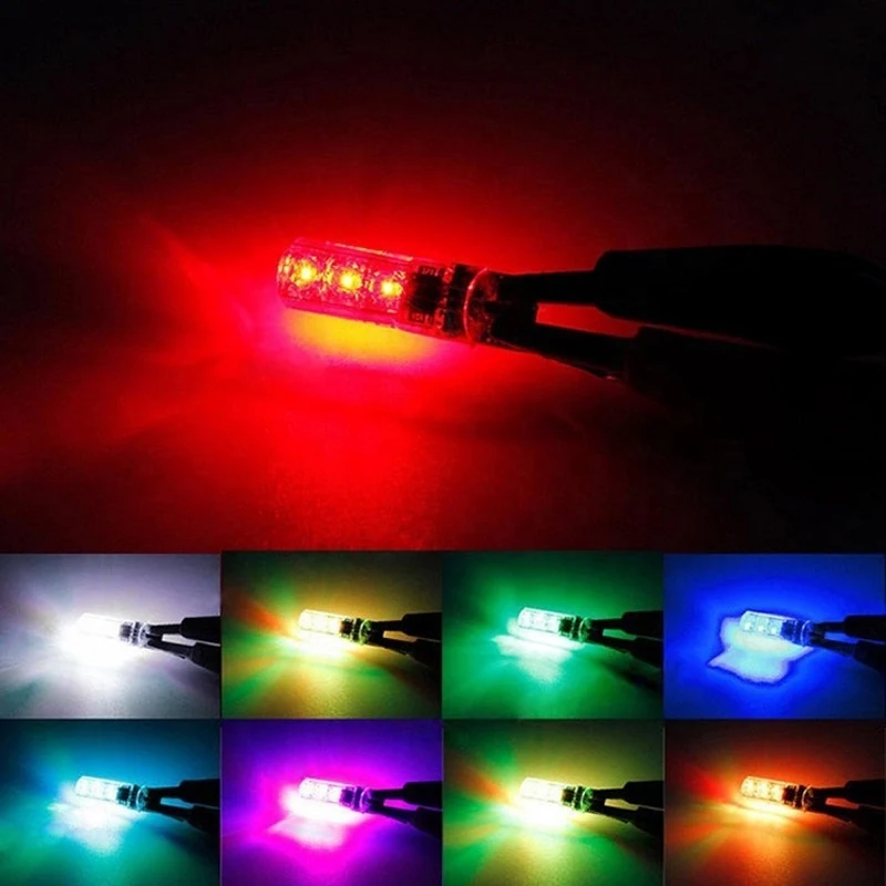 Universal  6SMD T10 194 168 W5W Car Dome Reading Light Automobiles Wedge Lamp RGB LED Bulb With Remote Controller 5050 rgb led
