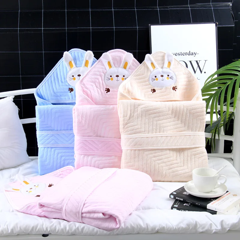 MU Newborn Swaddle Wrap Cotton Receiving Blanket Baby Envelope Receiving Swaddle Newborn Swaddle Wrap Hat Infant Sleeping Bag
