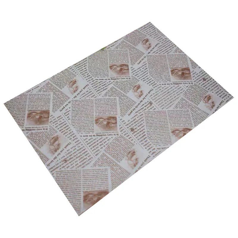 Wholesale logo printed greaseproof paper 38gsm for fries sandwich hamburg