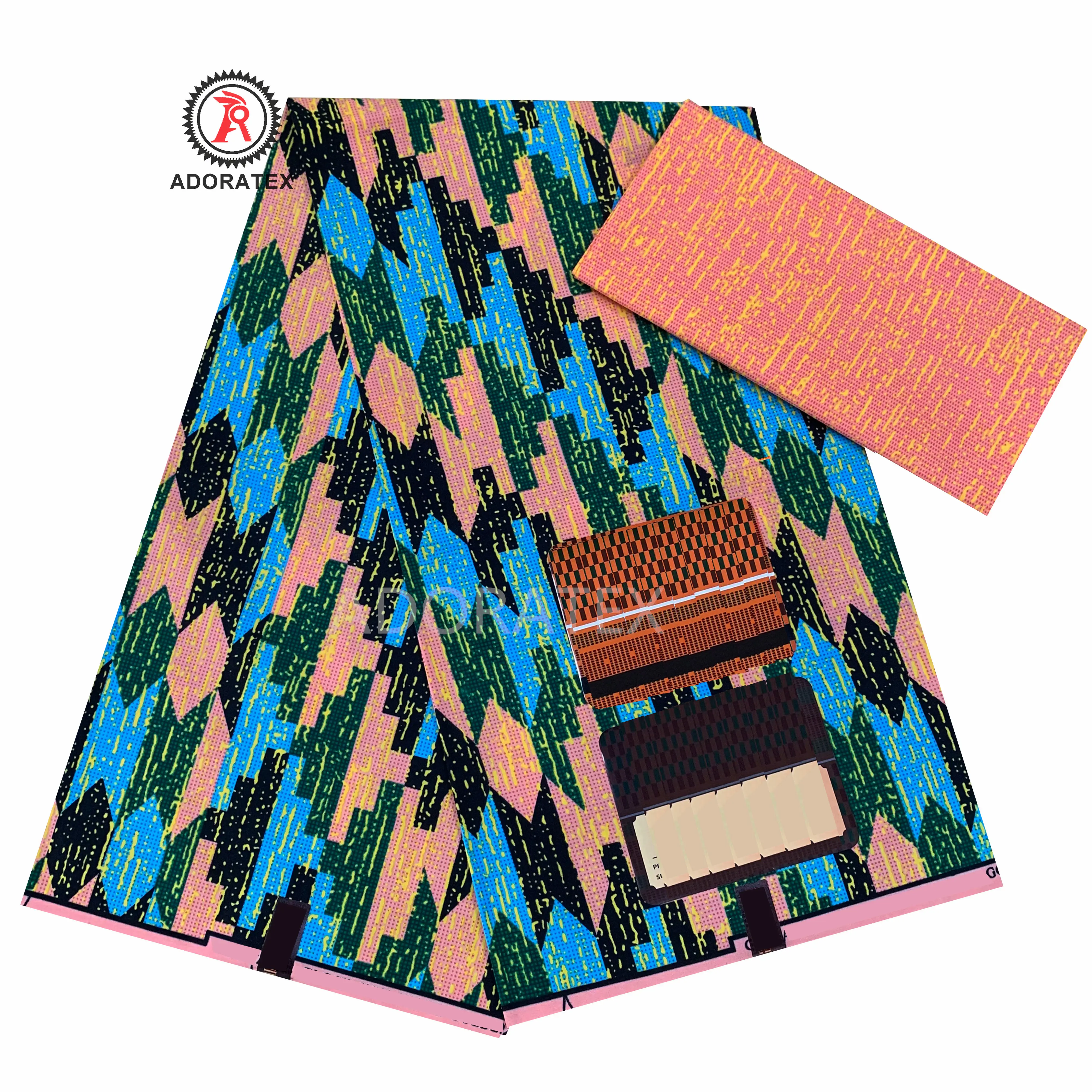 Kente Golden Wax Fabric Fashion New Design 100% polyester Ankara Fabric Pagne 2+4 Yards