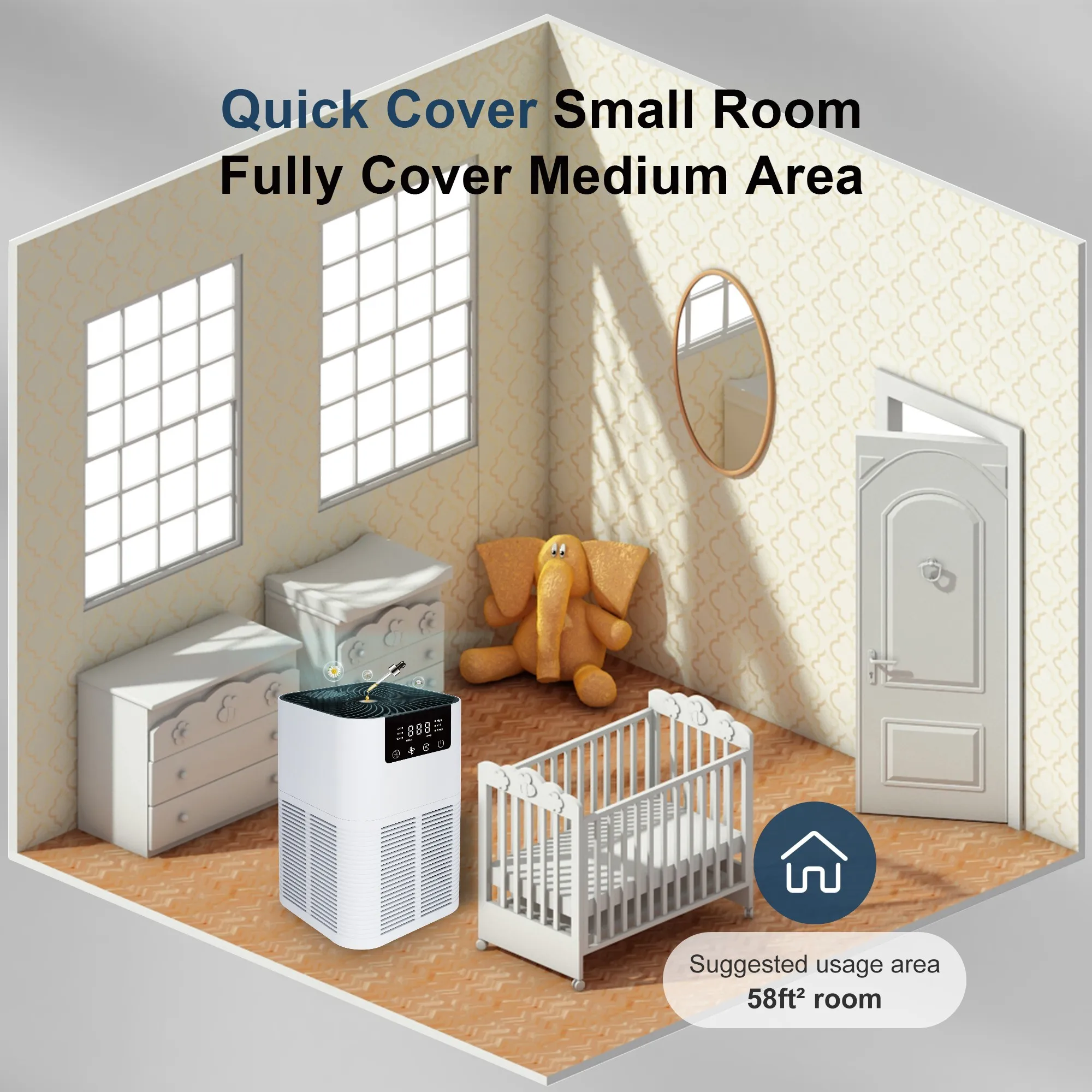 Household intelligent small HEPA carbon filter room etl direct sales wholesale price air portable air purifier for home