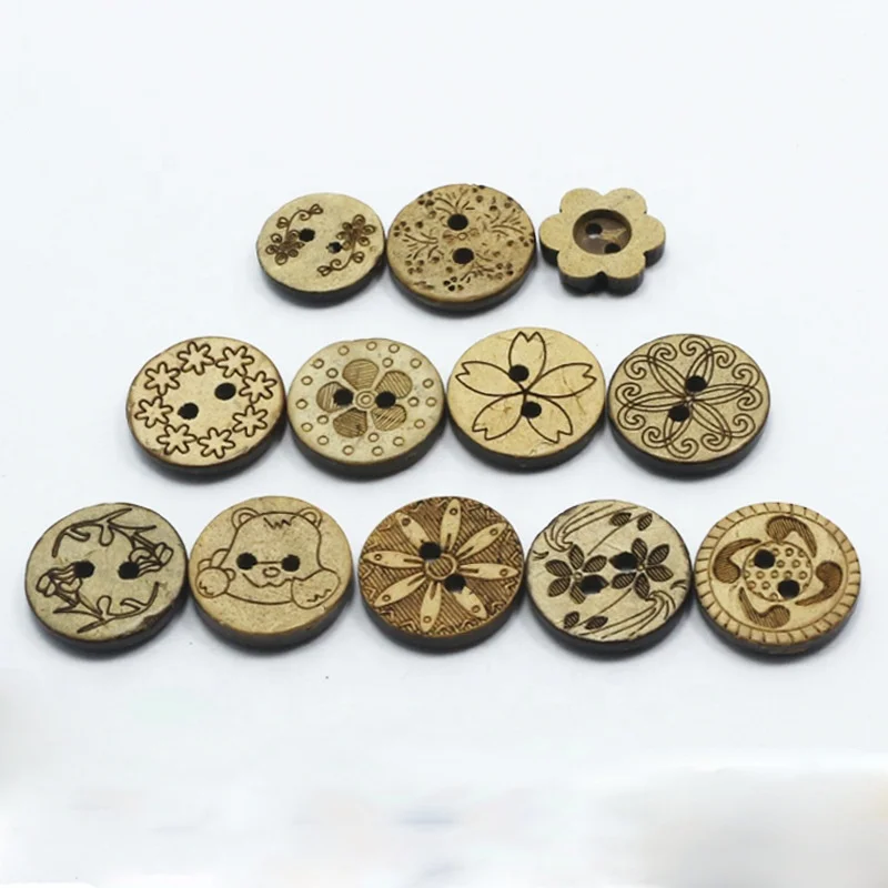 Cartoon Button for Children Coconut Wood Button Clothing Accessories for Wedding Decor Sewing Accessories
