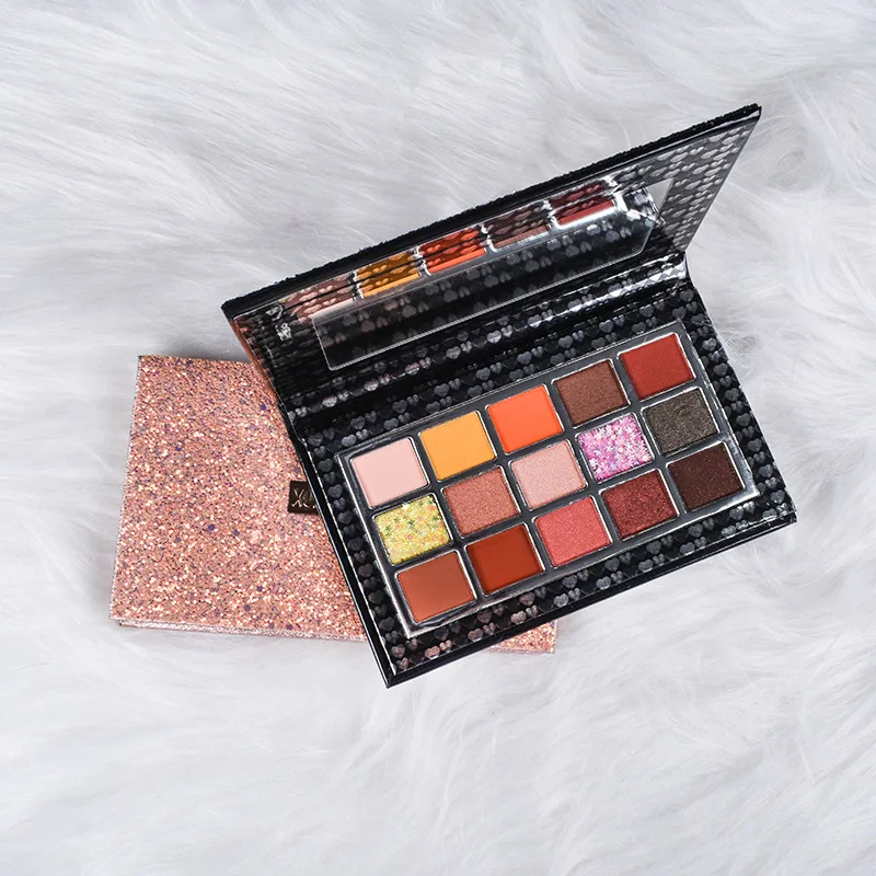 
Xuan Color Newest Design 15 Colors Desert Rose Sunset Eyeshadow Palette Glitter Shimmer Eye Shadow 