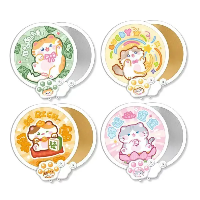 Cute Cartoon Plastic Foldable Fan Portable Mini 20*20 Cm Round Fan Collapsible Fans with pouch