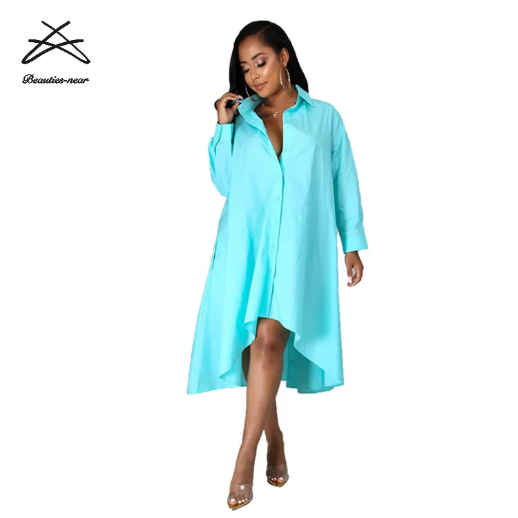 2021 Wholesale women new arrivals sexy solid color women pregnant casual A-line irregular blouse loose dress