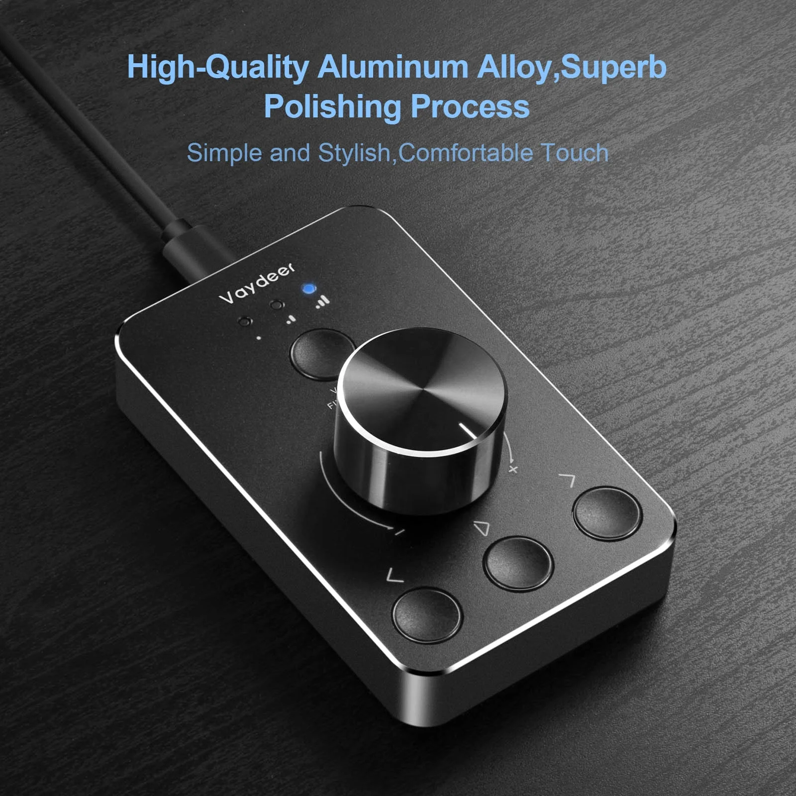 Vaydeer Computer Volume Control Knob Aluminum PC Audio Adjuster Switch USB Volume Controller for Win7/8/10/MAC