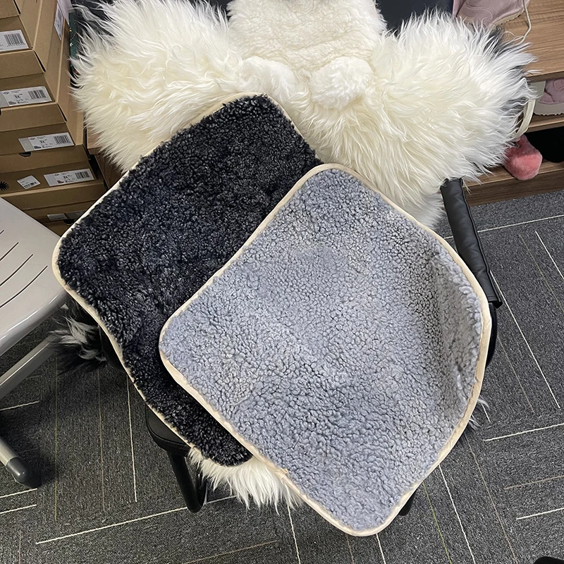 New Fluffy Area Rugs Bedroom Square Carpet Mat Real Wool Fur Chair Cover Seat Pad Soft Genuine Sheepskin Round Chair Seat Rug