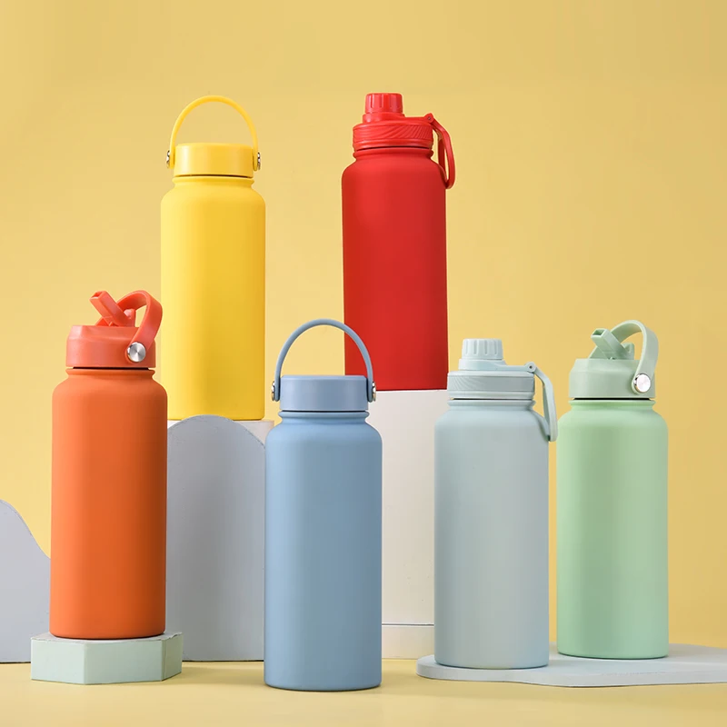 Double Wall Stainless Steel Vacuum Bottle with Three Different Lid Sports Lid and Straw Lid Vacuum Flask Customized Acceptable