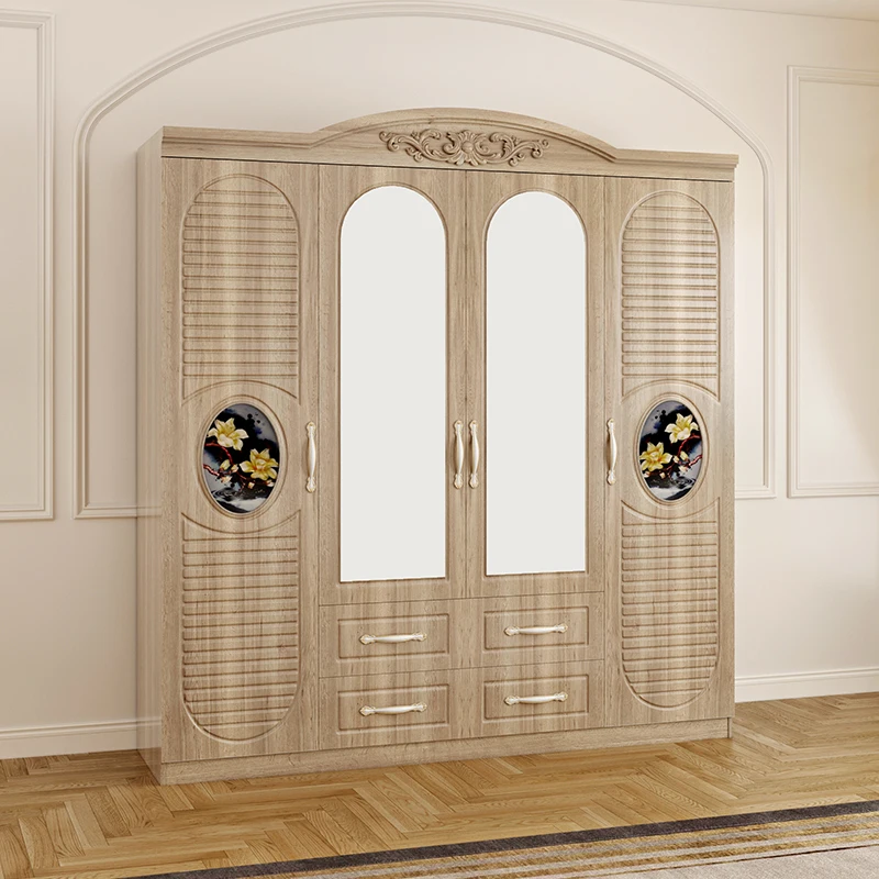 hot sale 4 doors plastic board wardrobe kids  modern bedroom wardrobes 2 meter customized wooden  wardrobe furniture